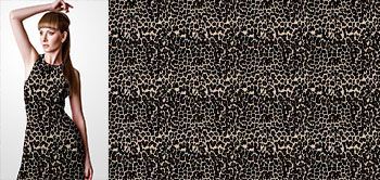 31036 Materiał ze wzorem motyw skóry zwierzęcej (cętki) w odcieniach beżu i czerni